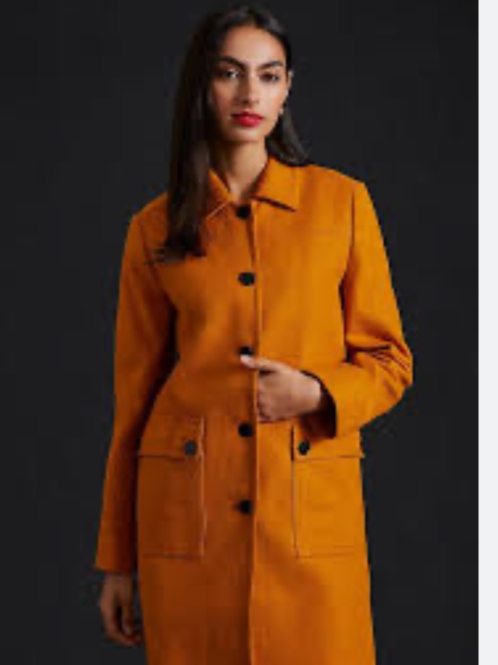 Anthropologie Mustard Long Coat
